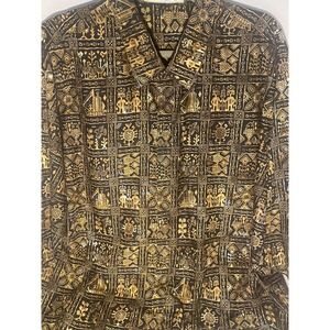 Batik Semar 5L Men's Shirt Short Sleeve Hidden Button Bold Design Brown & Black